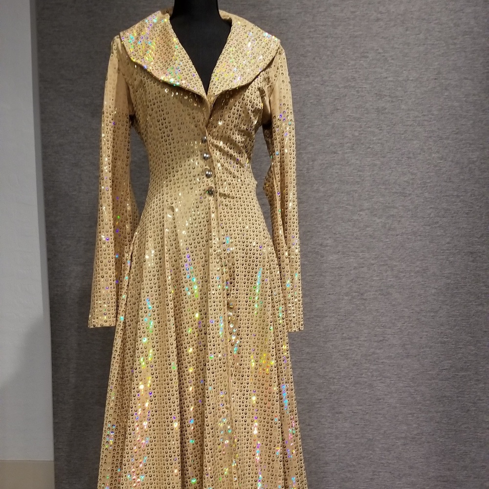 Long flowy Gold sequins formal jacket